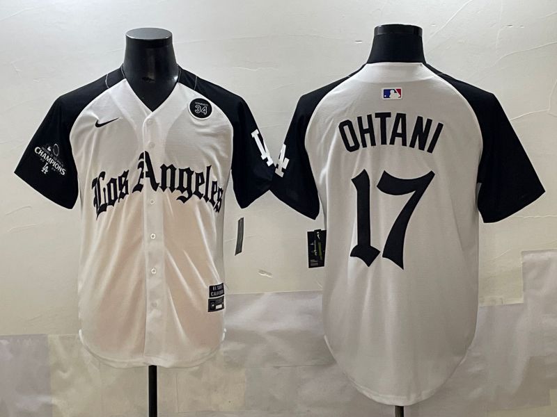 Men 2025 Los Angeles Dodgers #17 Ohtani White black Five generations Joint Name Nike MLB Jersey style 52611